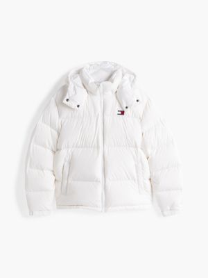 white alaska down water repellent puffer jacket for women tommy jeans