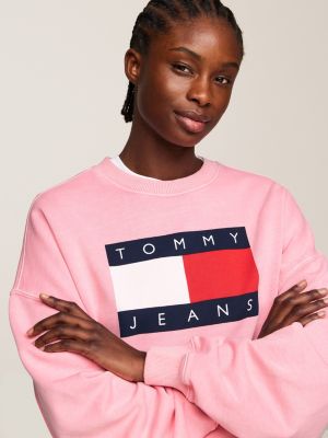 Tommy jeans roze trui sale