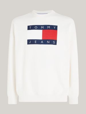 Felpa oversize con bandiera Bianco Tommy Hilfiger