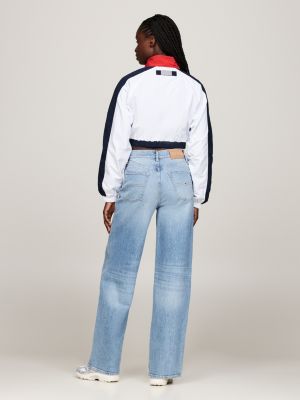 giacca a vento crop con motivo color block bianco da donne tommy jeans