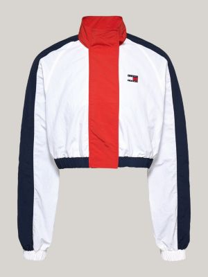 giacca a vento crop con motivo color block bianco da donne tommy jeans