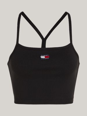 crop top stile bralette con distintivo nero da donne tommy jeans