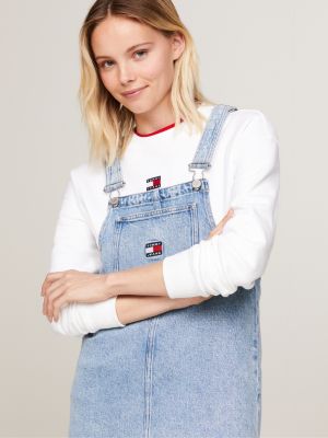 blue denim mini pinafore dress for women tommy jeans