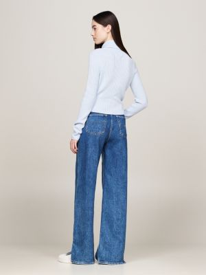 pull ajusté avec laine à col roulé bleu pour femmes tommy jeans