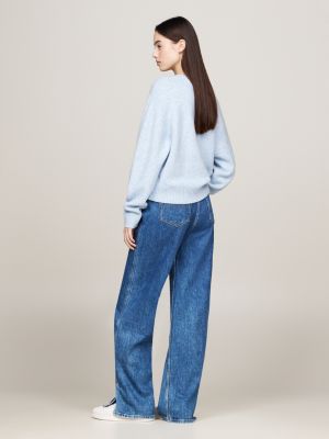 blue mélange relaxed jumper with wool for women tommy jeans