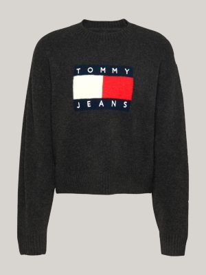 Relaxed fit trui van gemeleerde wolmix Grijs Tommy Hilfiger