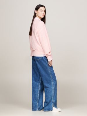 pink mélange relaxed jumper with wool for women tommy jeans