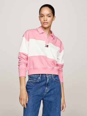 Collared Colour Blocked Relaxed Sweatshirt