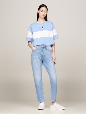 Tommy Hilfiger Women's Striped Flag-Logo T-Shirt  Red Size Small