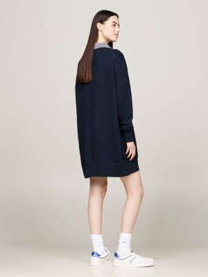 blue logo embroidery sweatshirt mini dress for women tommy jeans