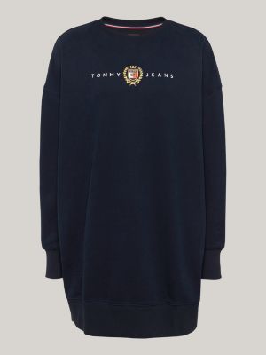 robe sweat courte à logo brodé bleu pour femmes tommy jeans