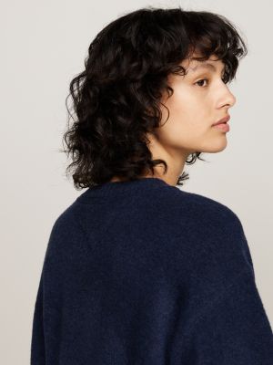 blue relaxed mélange jumper dress with wool for women tommy jeans