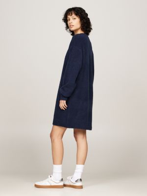 blue relaxed mélange jumper dress with wool for women tommy jeans