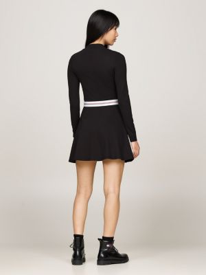 black mock turtleneck fit and flare mini dress for women tommy jeans