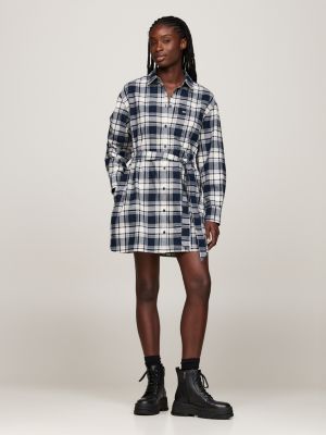 Check Relaxed Belted Shirt Dress Blue Tommy Hilfiger