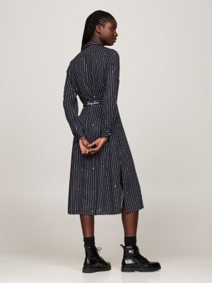 black star stripe belted midi shirt dress for women tommy jeans