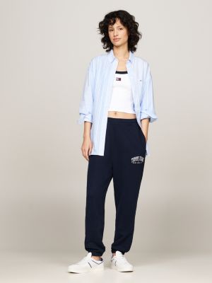 blau relaxed fit varsity-jogginghose mit logo für damen - tommy jeans