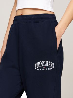 blue varsity logo embroidery relaxed joggers for women tommy jeans