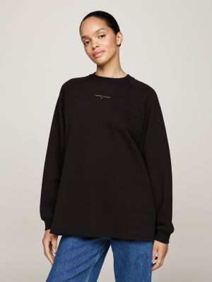 Metallic Logo Oversized Sweatshirt Black Tommy Hilfiger