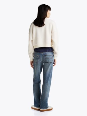 felpa oversize in sherpa bianco da donne tommy jeans