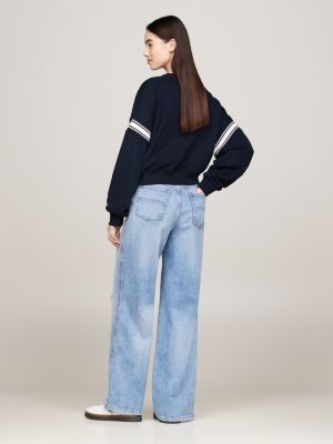 blue tommy prep boxy sweatshirt for women tommy jeans