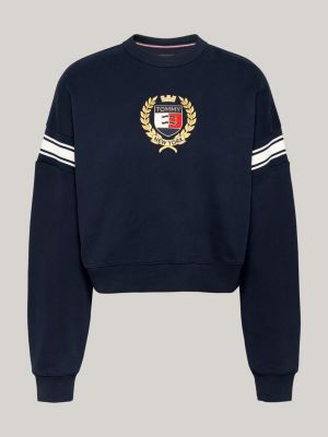 blue tommy prep boxy sweatshirt for women tommy jeans