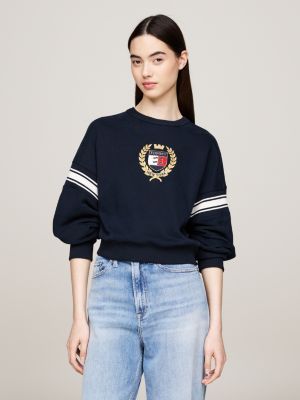 felpa tommy prep squadrata blue da donne tommy jeans