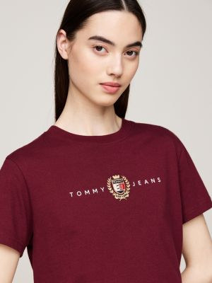 red tommy prep crew neck t-shirt for women tommy jeans