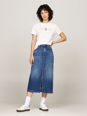 white tommy prep crew neck t-shirt for women tommy jeans