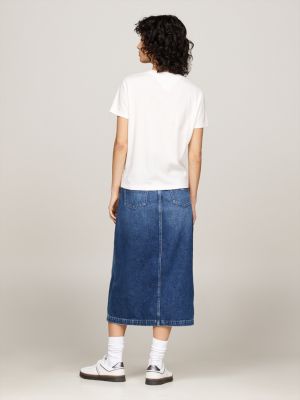 white tommy prep crew neck t-shirt for women tommy jeans
