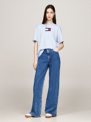 blue mélange crew neck relaxed t-shirt for women tommy jeans