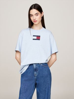 blue mélange crew neck relaxed t-shirt for women tommy jeans