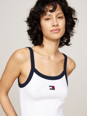 white tommy badge cropped tank top for women tommy jeans