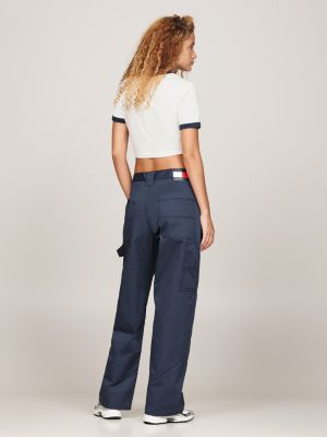 white tj x game day cropped slim t-shirt for women tommy jeans