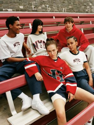 white tj x game day cropped slim t-shirt for women tommy jeans