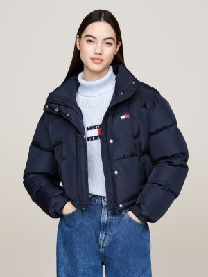 blau alaska puffer-daunenjacke mit rückengrafik für damen - tommy jeans