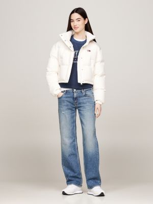 piumino alaska con grafica sul retro beige da donne tommy jeans