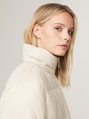 doudoune longue alaska matelassée beige pour femmes tommy jeans