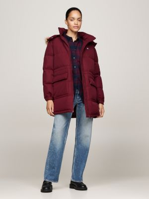 red longline down alaska puffer jacket for women tommy jeans