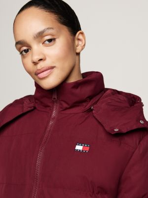 red longline down alaska puffer jacket for women tommy jeans