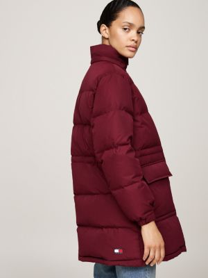 red longline down alaska puffer jacket for women tommy jeans