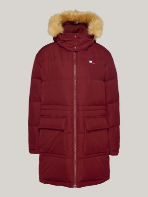 red longline down alaska puffer jacket for women tommy jeans