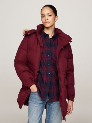 red longline alaska puffer-daunenjacke für damen - tommy jeans