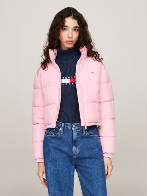 giubbino crop imbottito con zip pink da donne tommy jeans