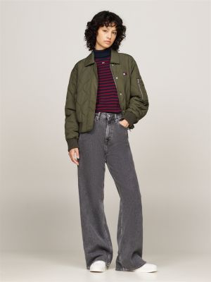 bomber idrorepellente trapuntato verde da donne tommy jeans