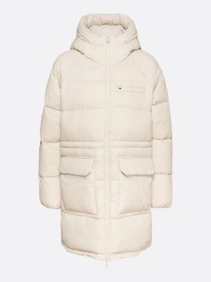 chaquetón acolchado con capucha beige de mujeres tommy jeans