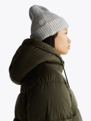 green hooded longline puffer jacket for women tommy jeans