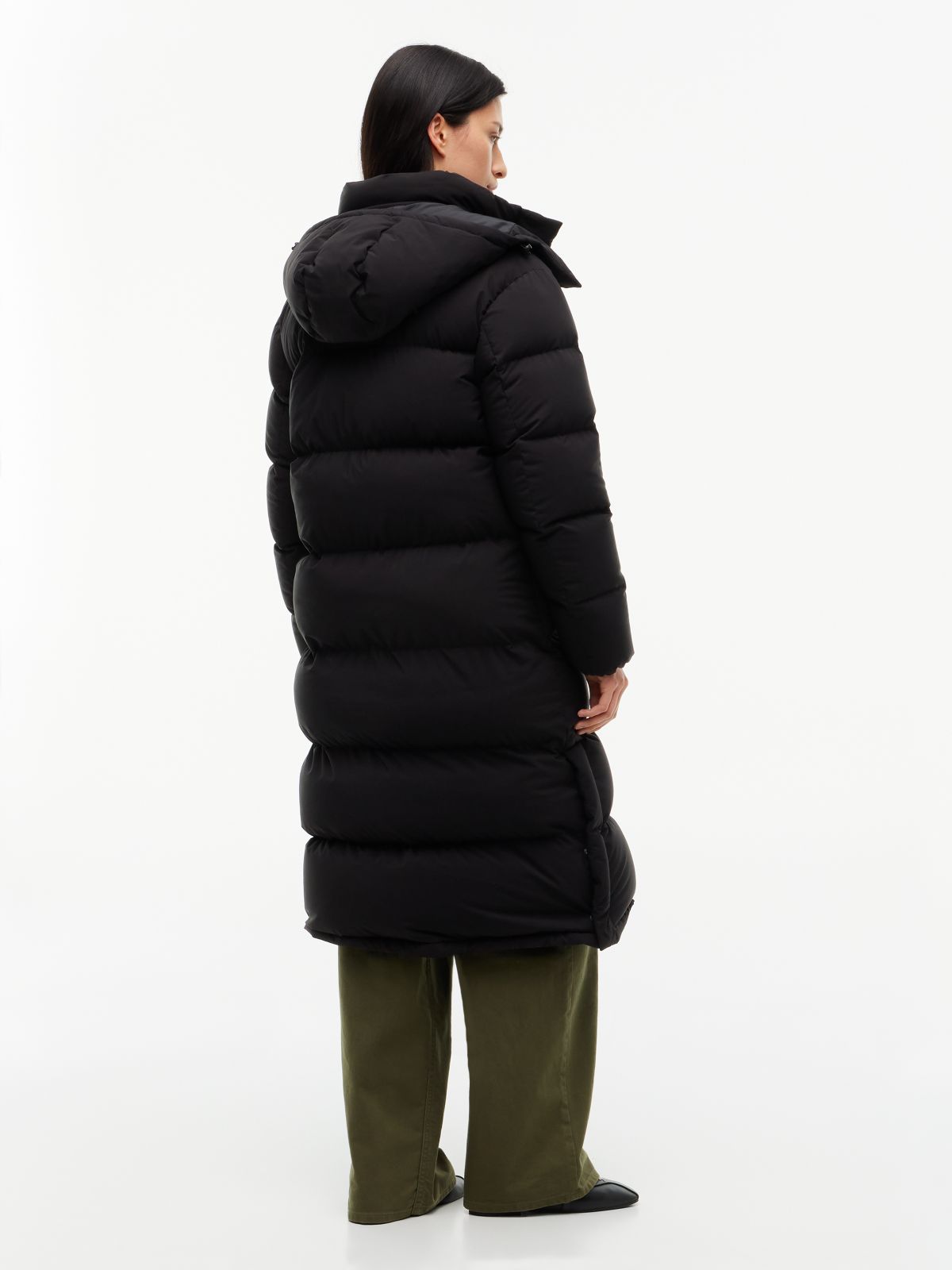 Down Longline Alaska Puffer Coat — Black