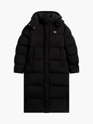schwarz langer alaska puffer-daunenmantel für damen - tommy jeans