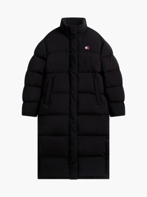 schwarz langer alaska puffer-daunenmantel für damen - tommy jeans